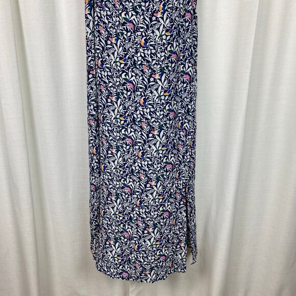 LOFT Blue&White Bird Ruffle Strap Maxi Dress Sz.16 NWT - Picture 6 of 16